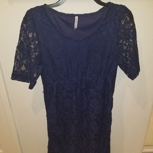 Blue Lace Maternity Dress